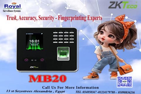 اجهزة حضور و انصراف بصمة وجه و اصبع في اسكندرية ZKTECO MB20